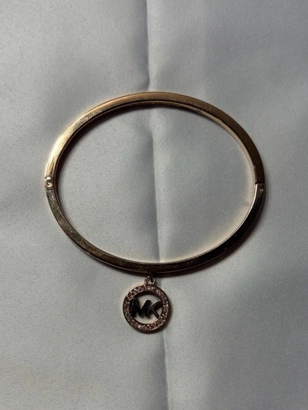 Michael Kors Rose Gold Circular Charm Hinged Bangle